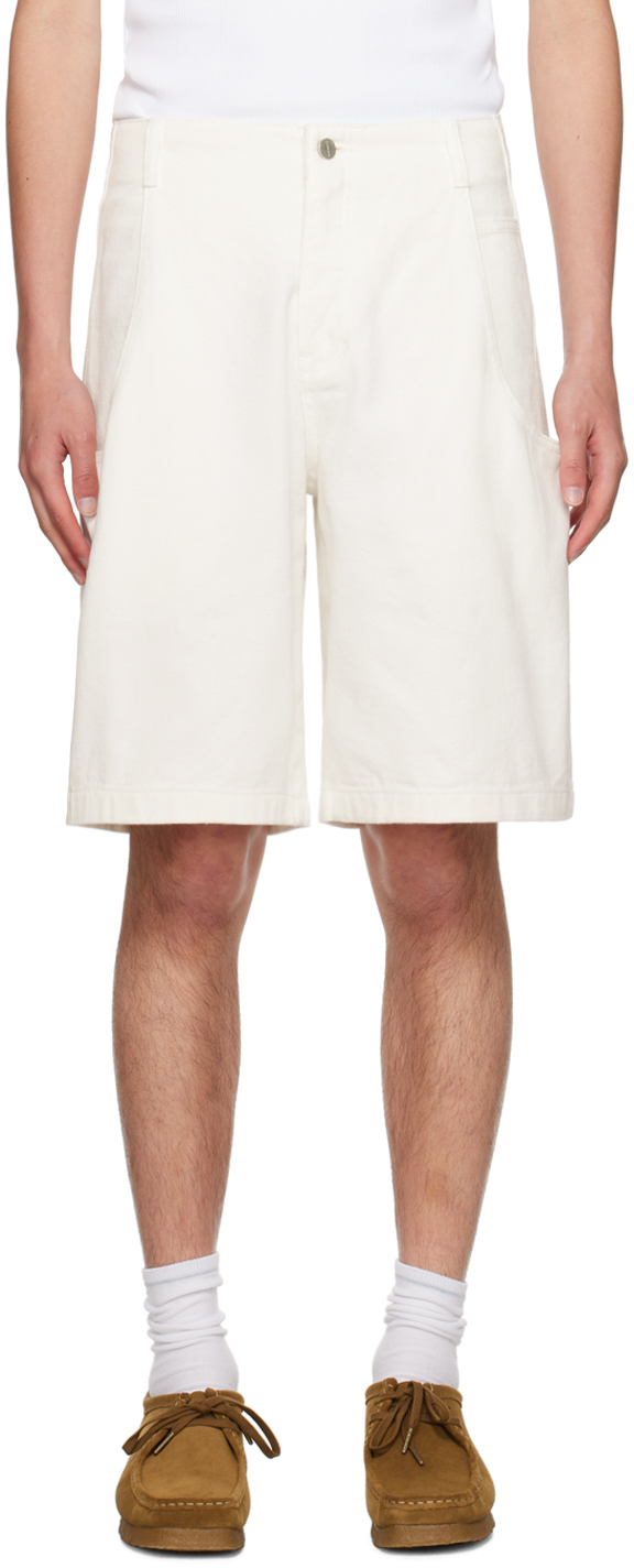 White Cut-Out Denim Shorts