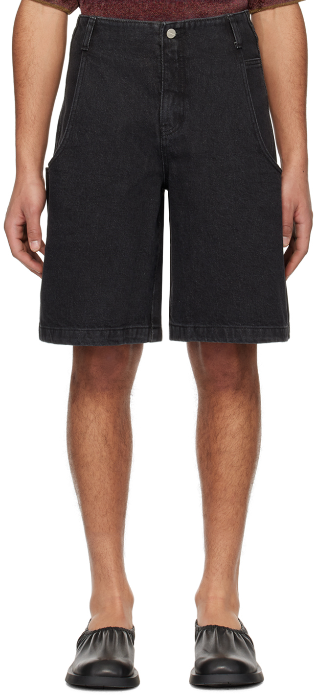 Shop Amomento Black Five-pocket Denim Shorts