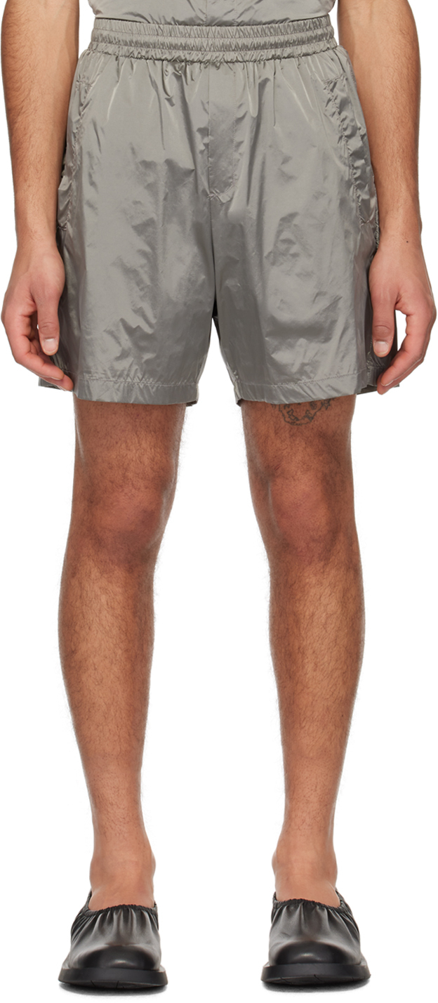 Shop Amomento Gray Banding Shorts In Grey