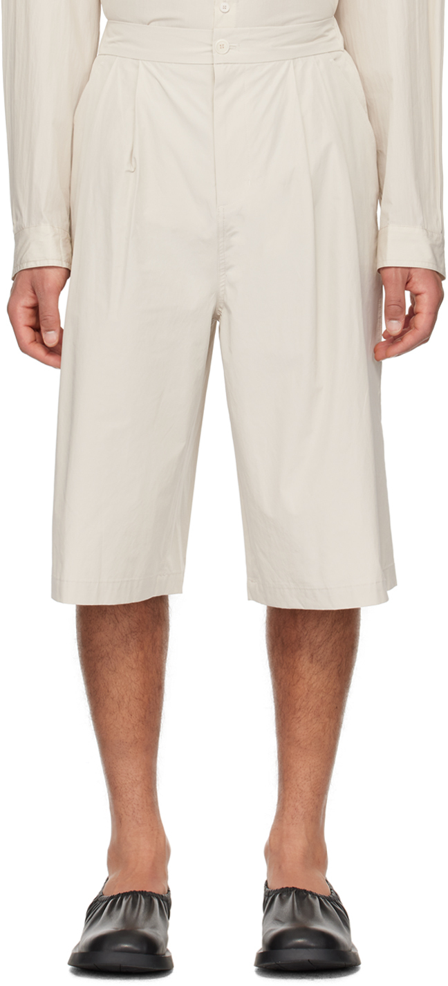 Beige Two Tuck Shorts
