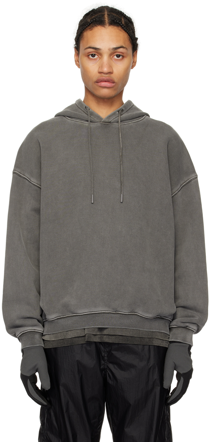 Shop Amomento Gray Garment-dyed Hoodie In Charcoal