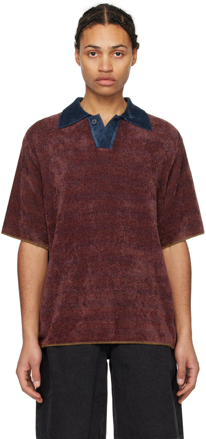 Shop Amomento Red Jacquard Polo In Mix