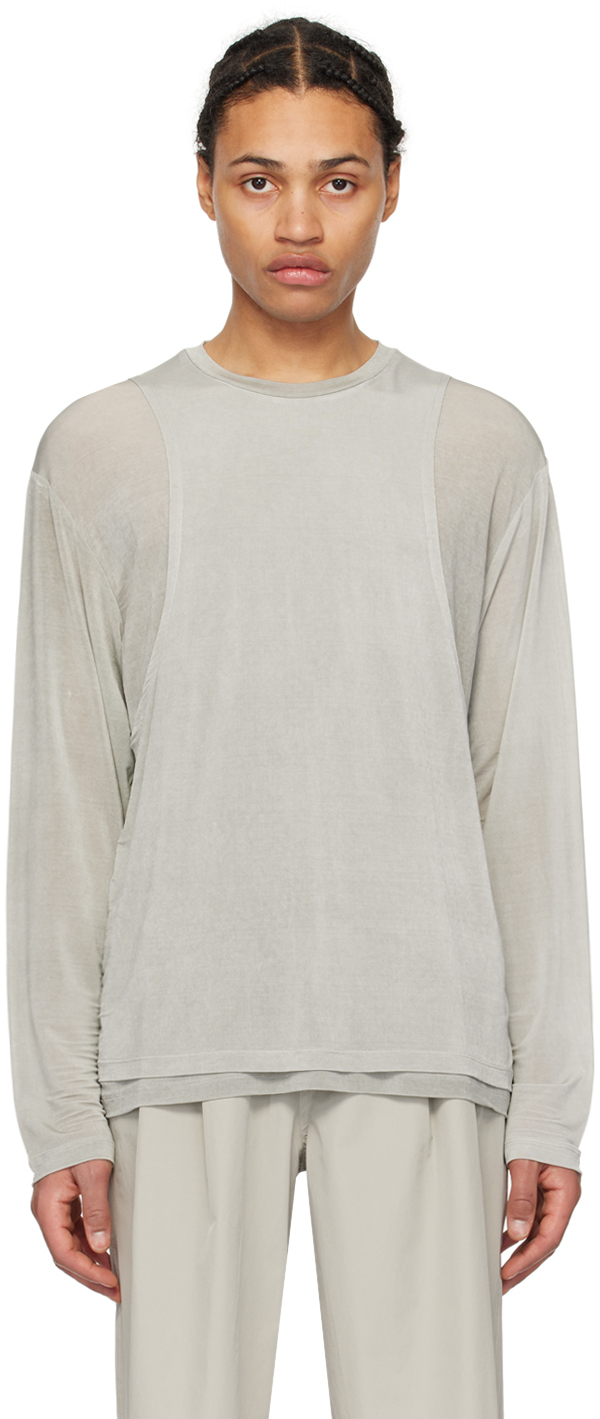 Shop Amomento Gray Oversized Long Sleeve T-shirt In Grey