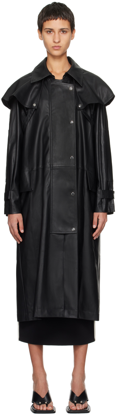 Paris Georgia Black Emma Faux-leather Trench Coat