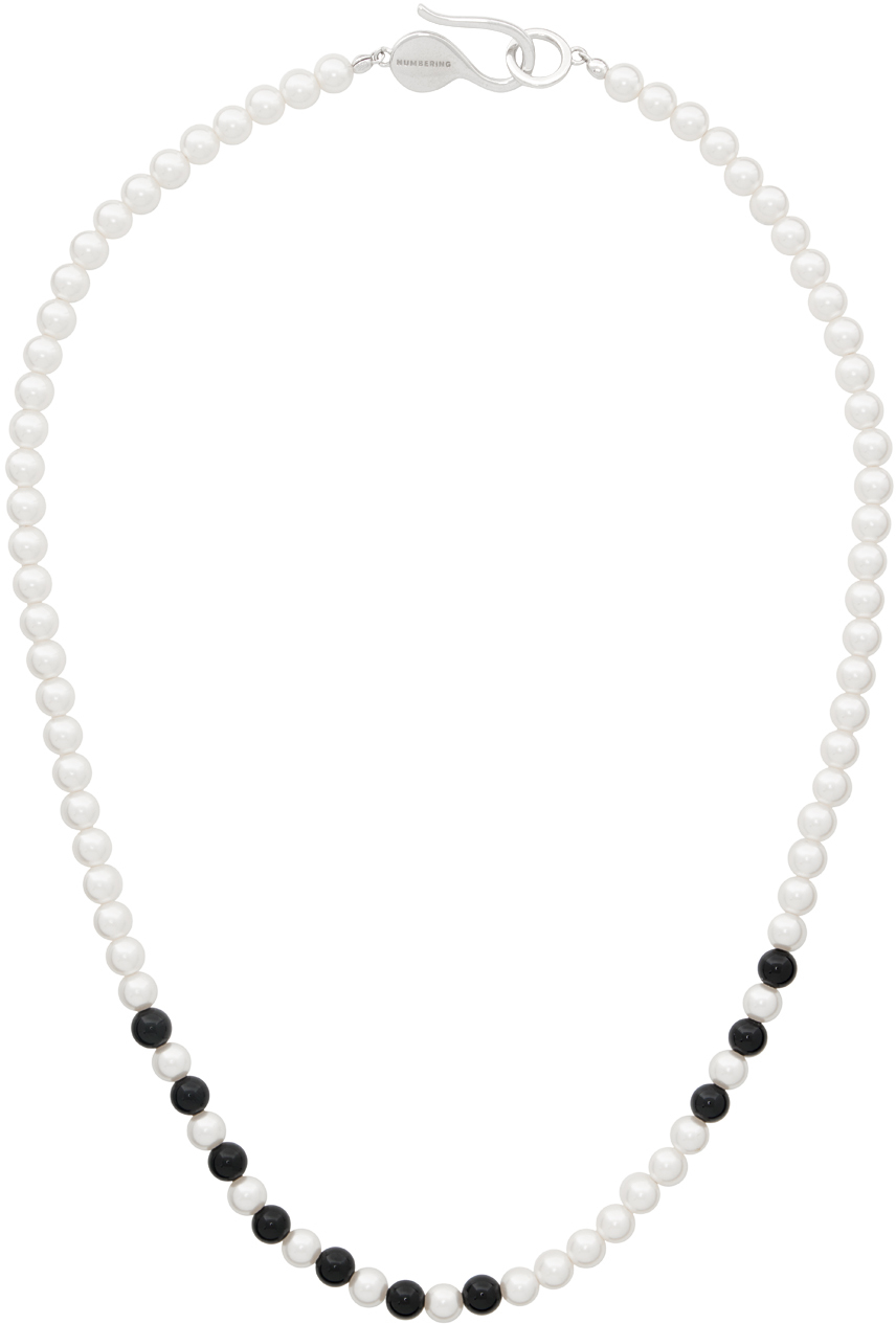 ネックレス・ペンダント Pearl with Onyx Beads Necklace #7733 White & Black #7733 Pearl Onyx Beads Necklace by Numbering