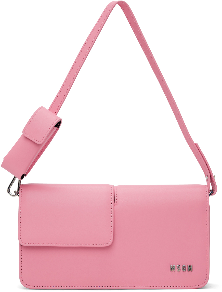 Msgm Pink Double Flap Baguette Bag In 13 Pink