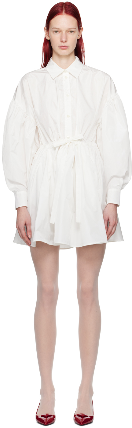 Msgm Off-white Balloon Sleeve Minidress In 02 Off White