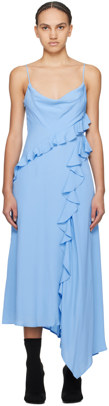 Blue ruffle maxi dress best sale