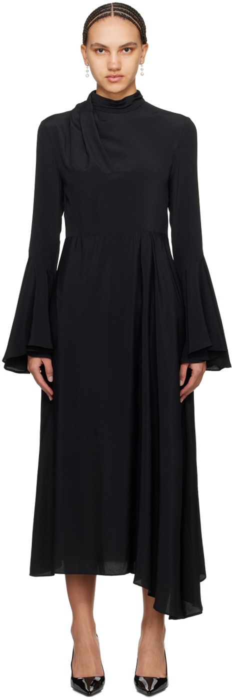 Black Draped Maxi Dress