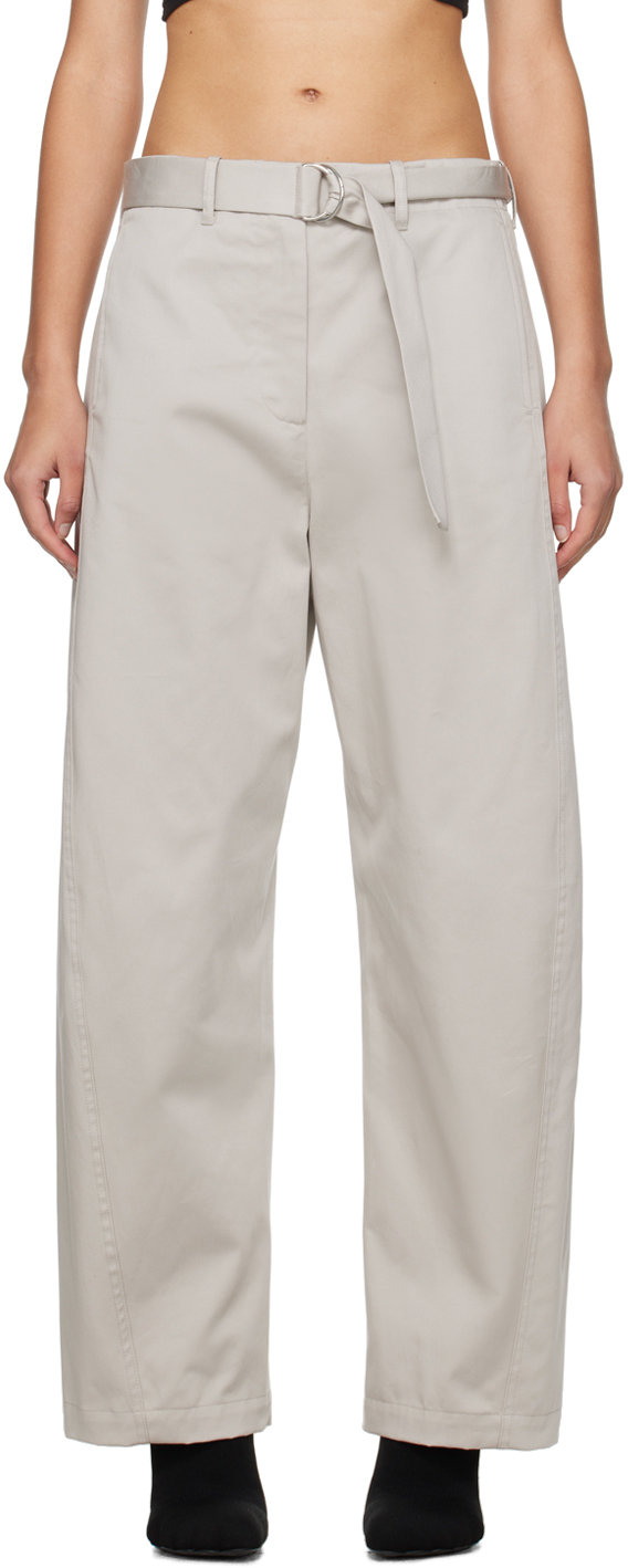 Shop Msgm Gray Parachute Trousers In 94 Light Grey