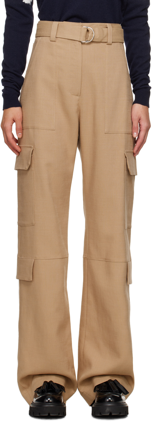 Msgm Tan Cargo Trousers In 23 Sand