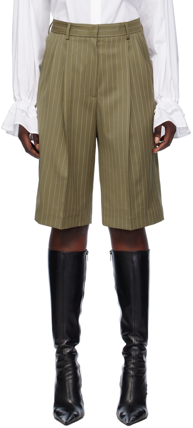 Khaki Pinstripe Shorts