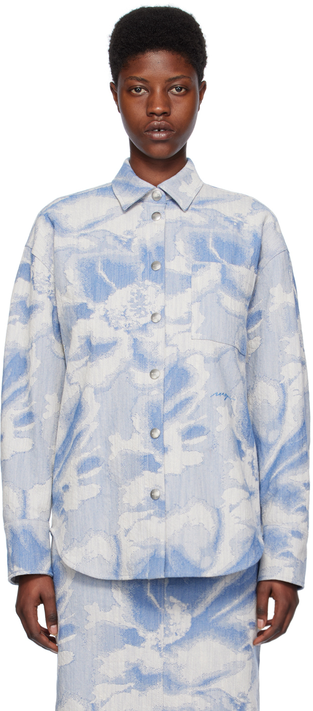 Blue Embroidered Denim Shirt