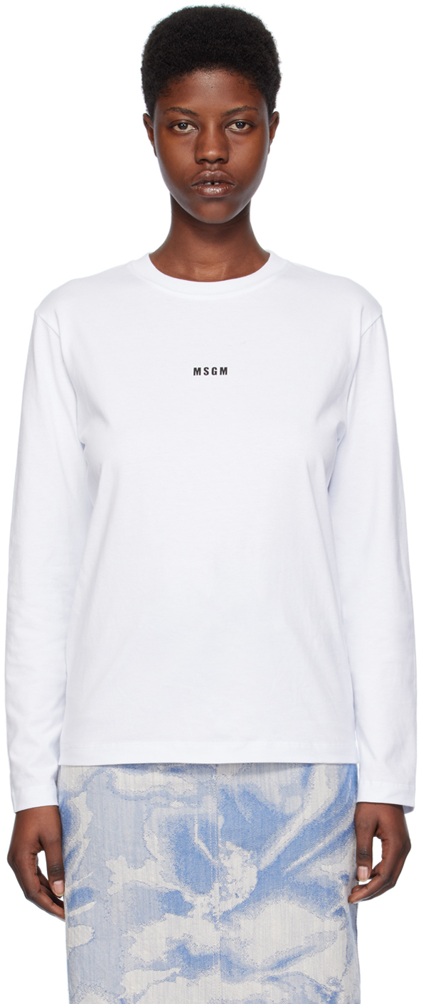 White Micro Long Sleeve T-Shirt