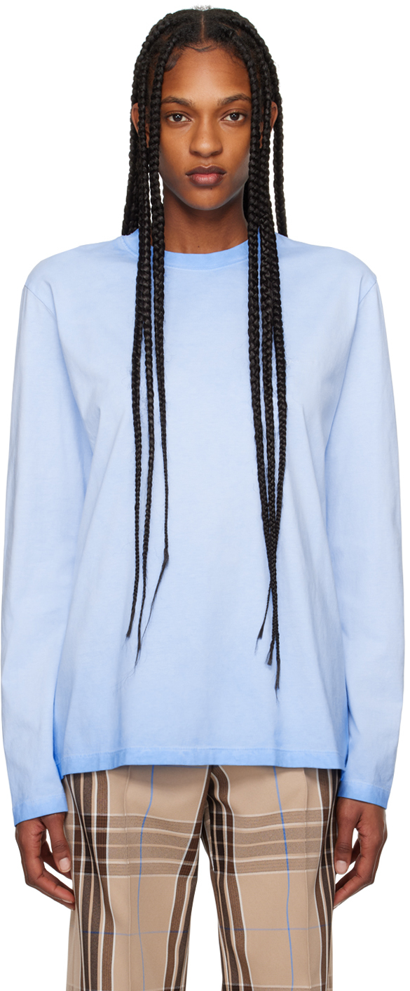 Blue Faded Long Sleeve T-Shirt by MSGM on Sale
