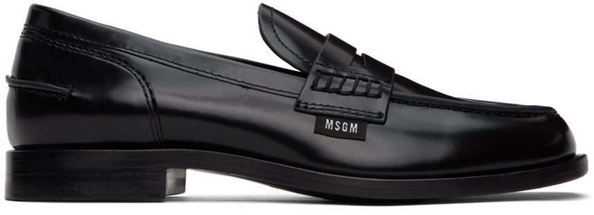 Msgm 15mm Leather Loafers In Black
