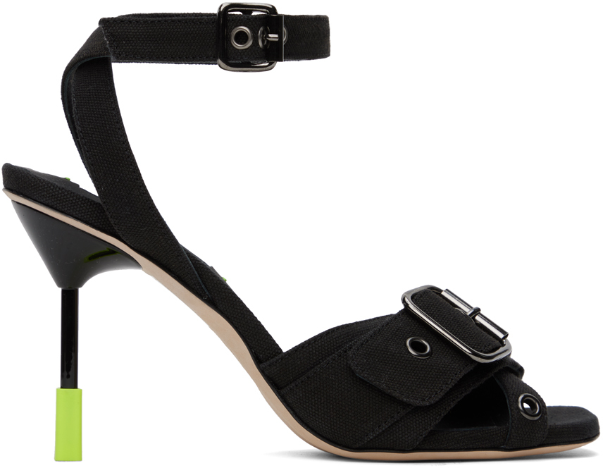 Msgm Black 'iconic ' Heeled Sandals In 99 Black