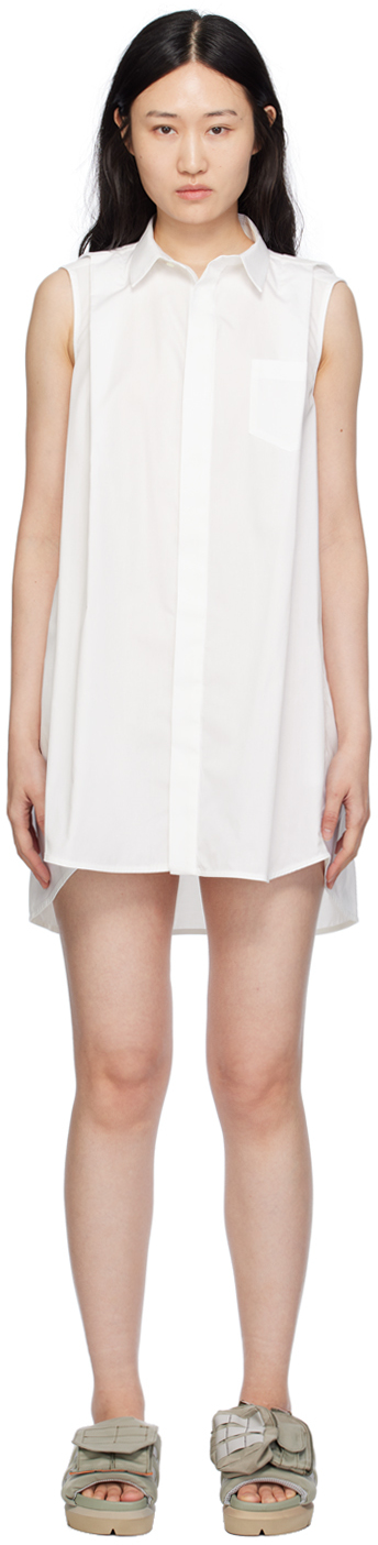 Sacai Off-white Buttoned Minidress In 151 Off-white