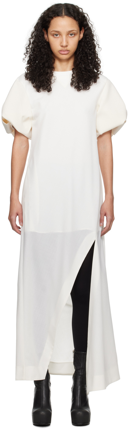Sacai Off-white Vent Maxi Dress In 151 Off White