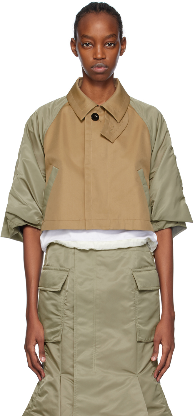 sacai: Khaki Paneled Jacket