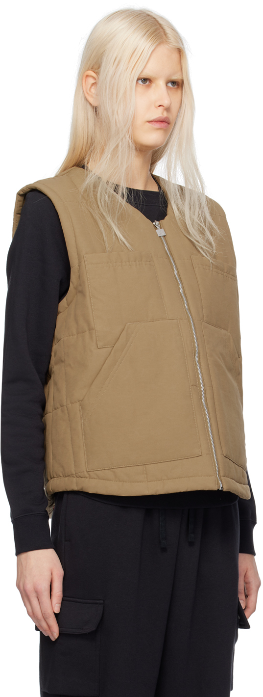 Nike Khaki Quilted Vest In Brown Kelp