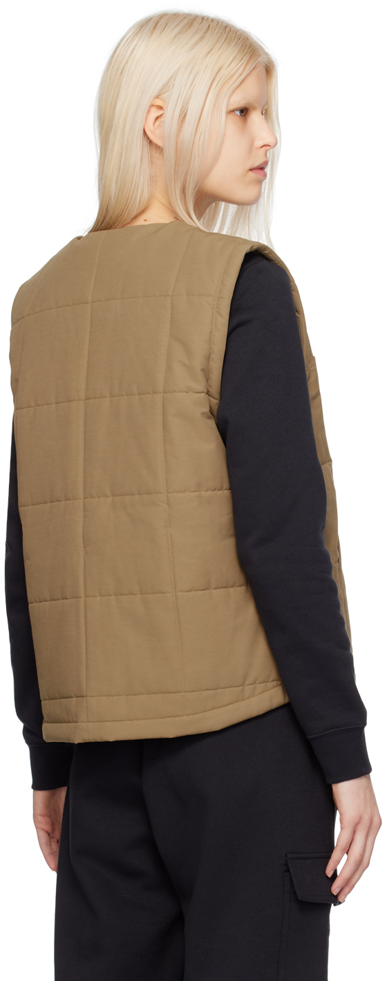 Nike Khaki Quilted Vest In Brown Kelp