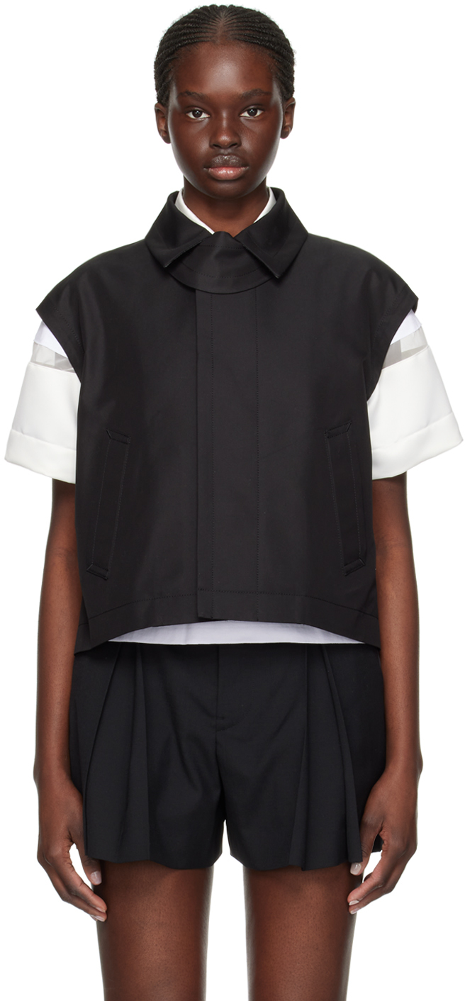 Shop Sacai Black Pleated Vest In 001 Black