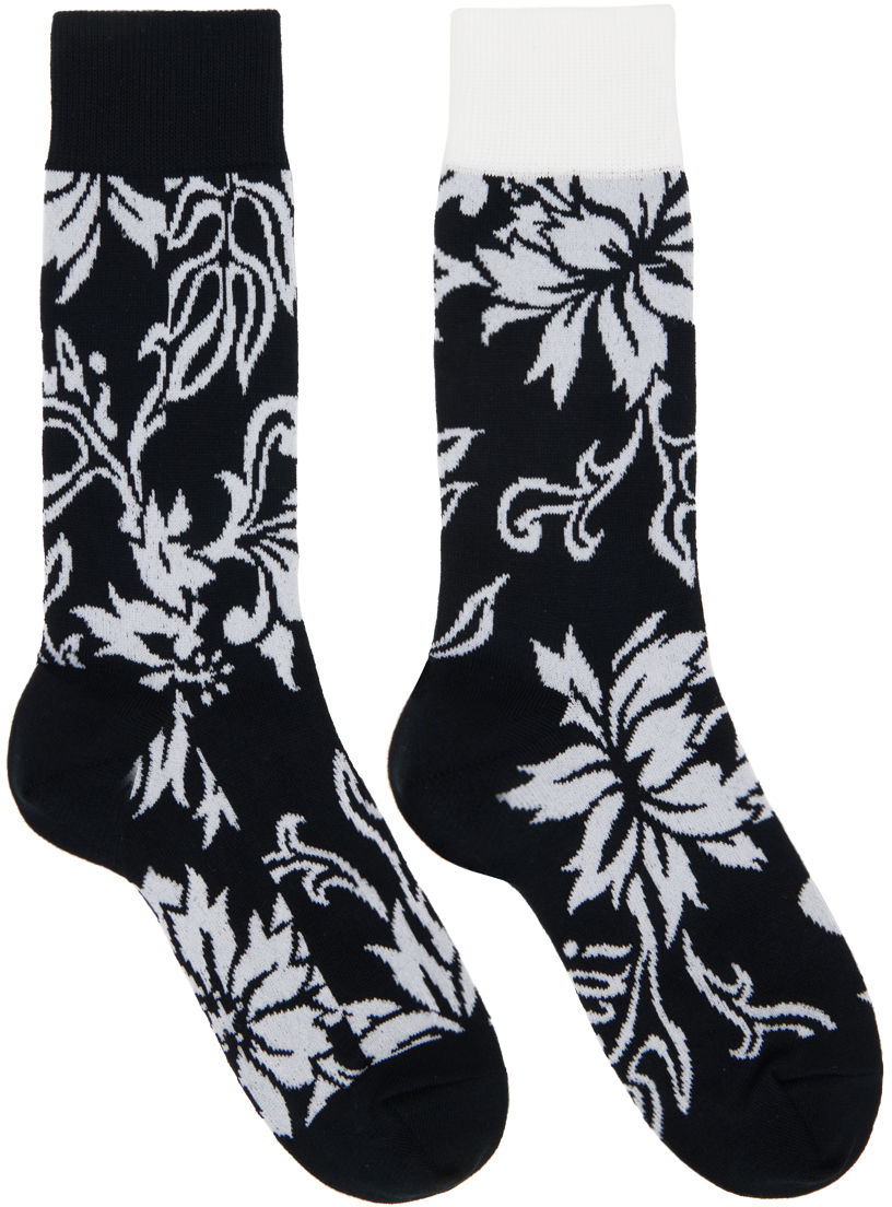 Black & White Floral Socks
