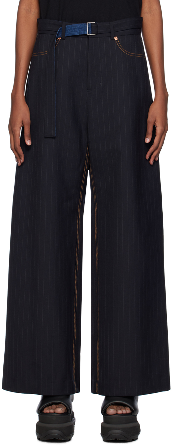 Navy Striped Trousers