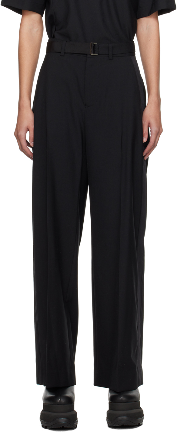 Sacai Suiting Bonding Tailored Trousers In Black