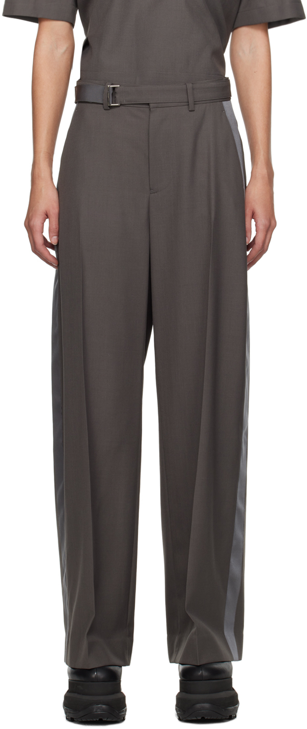 Shop Sacai Taupe Suiting Trousers In 550 Taupe