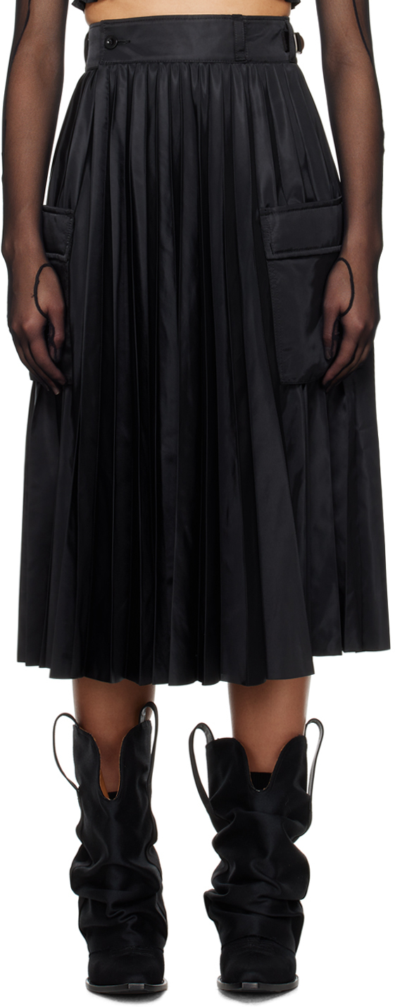 Black Wrap Midi Skirt