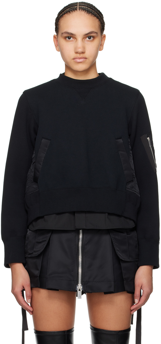 Sacai Black Paneled Sweatshirt In 001 Black
