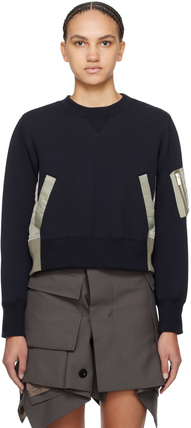 sacai Navy Paneled Sweatshirt