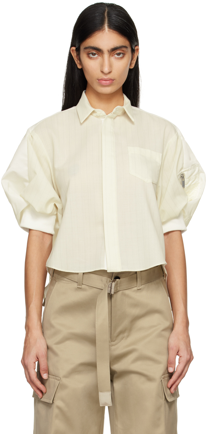 sacai: Off-White Stripe Shirt | SSENSE