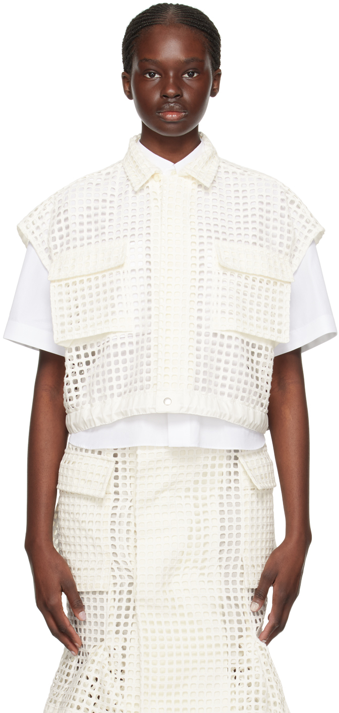 Shop Sacai Off-white Sheer Shirt In 151 Off White