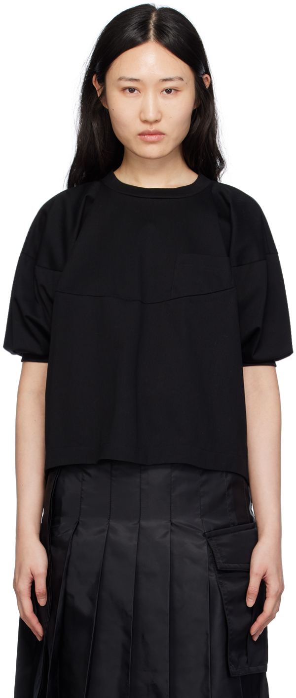 sacai: Black Puff T-Shirt | SSENSE Canada