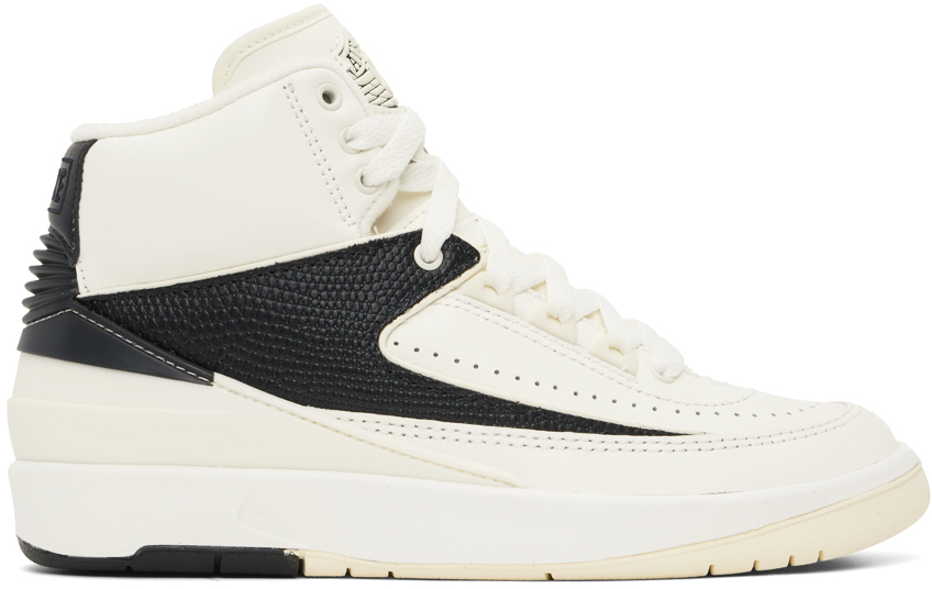 Shop Nike Off-white & Black Air Jordan 2 Retro Sneakers In Sail/coconut Milk