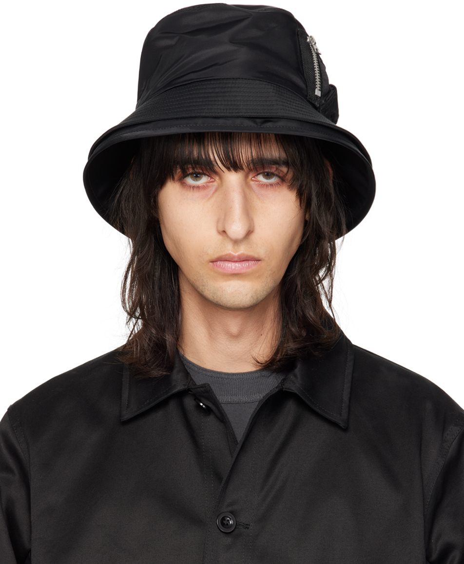 Black Pocket Double Brim Hat