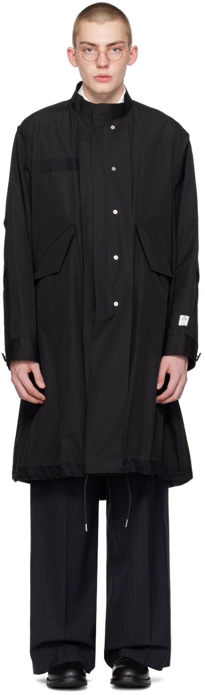 Shop Sacai Black Stand Collar Coat In 001 Black