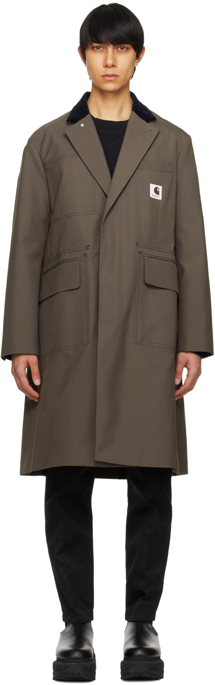 Sacai Taupe Carhartt Work In Progress Edition Coat In 550 Taupe