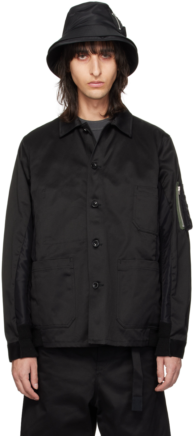 Sacai Black Paneled Jacket In 001 Black