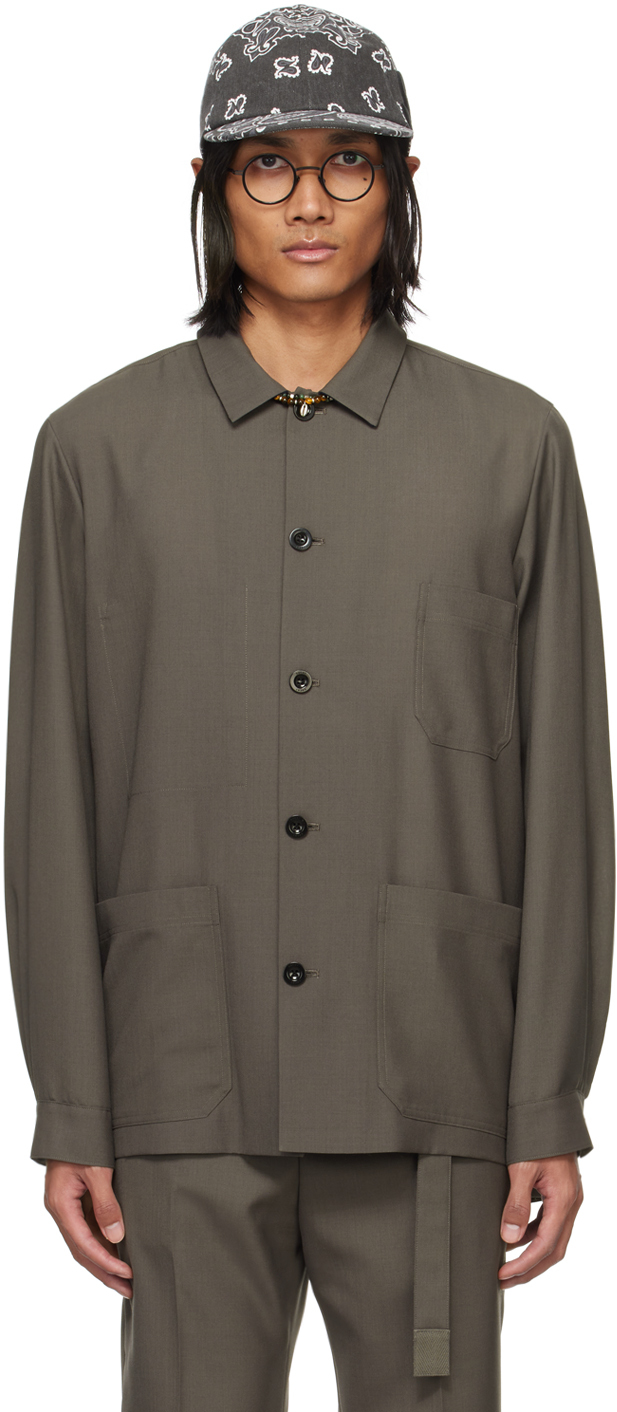 トップス SACAI Suiting Jacket 21aw SACAI SUITING JACKET TAUPE NEW SEASON PARLOUR X ONLINE
