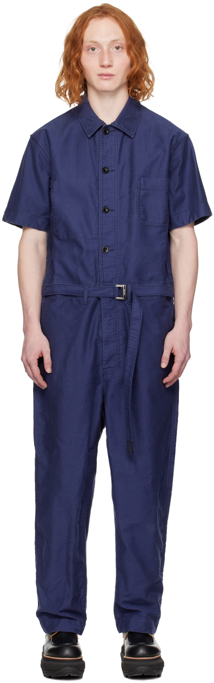 Sacai Blue Belted Jumpsuit In 401 Blue