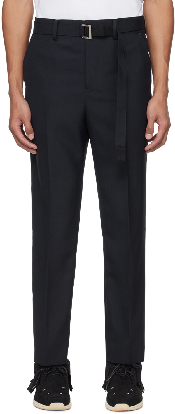 Sacai Navy Suiting Bonding Trousers In 201 Navy