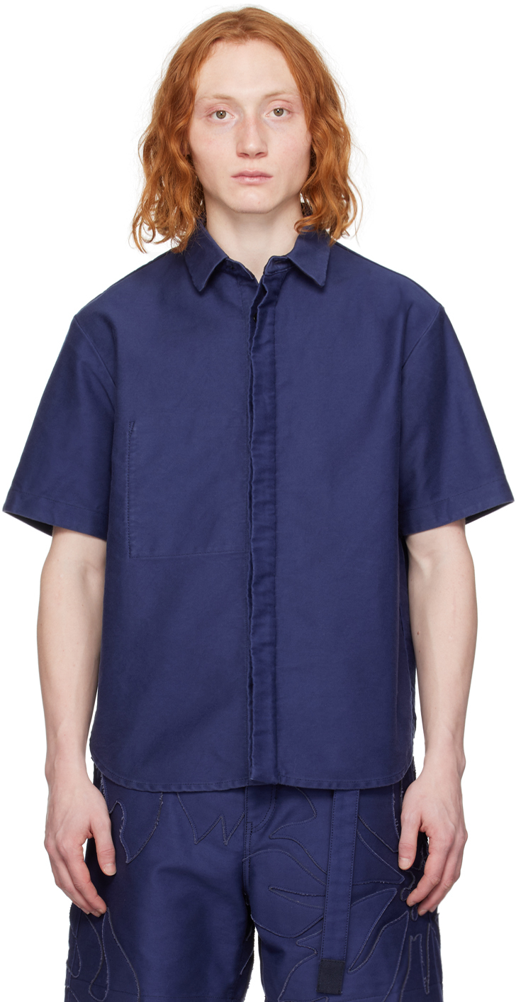 Sacai Blue Patch Pocket Shirt In 401 Blue