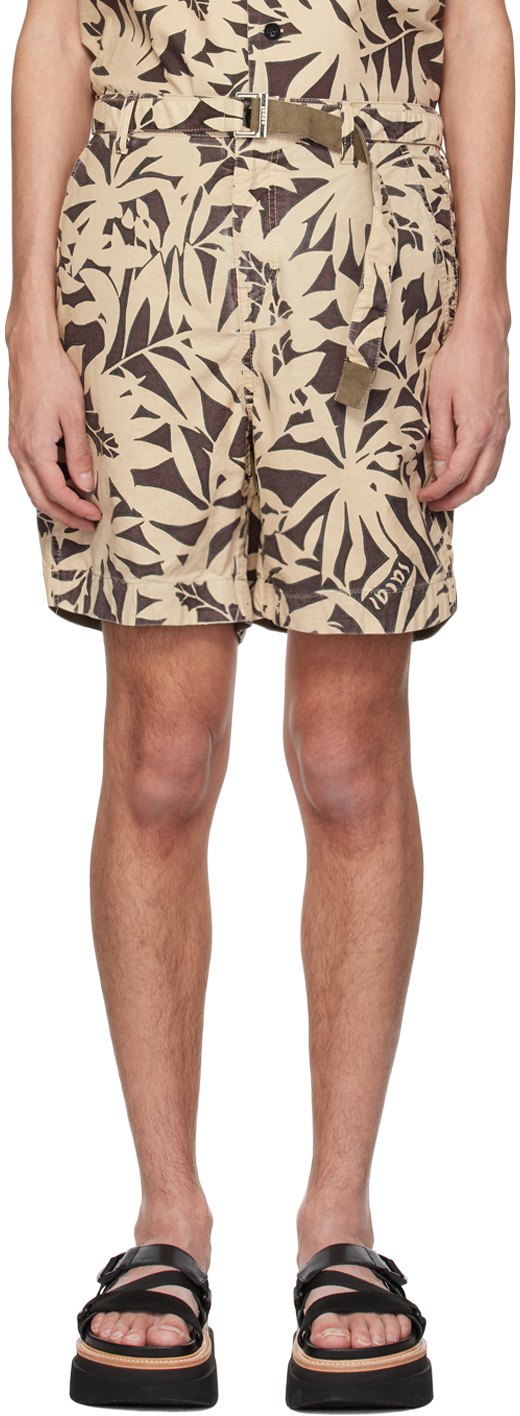 【関税込み】sacai Patterned shorts Beige & Brown Printed Shorts by sacai on Sale