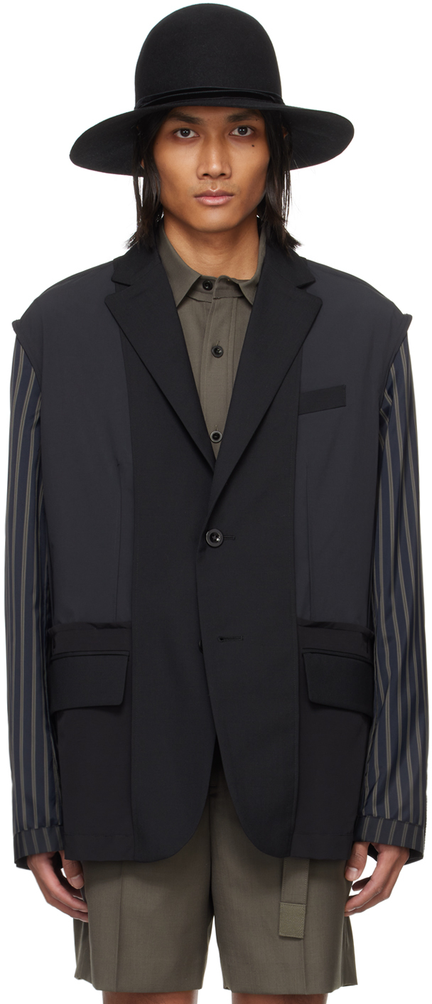 SACAI ブラック テーラードジャケット 日本製 SACAI ブラック テーラードジャケット 日本製