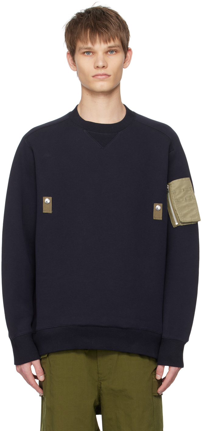 Sacai Navy Sponge Sweatshirt In 201 Navy