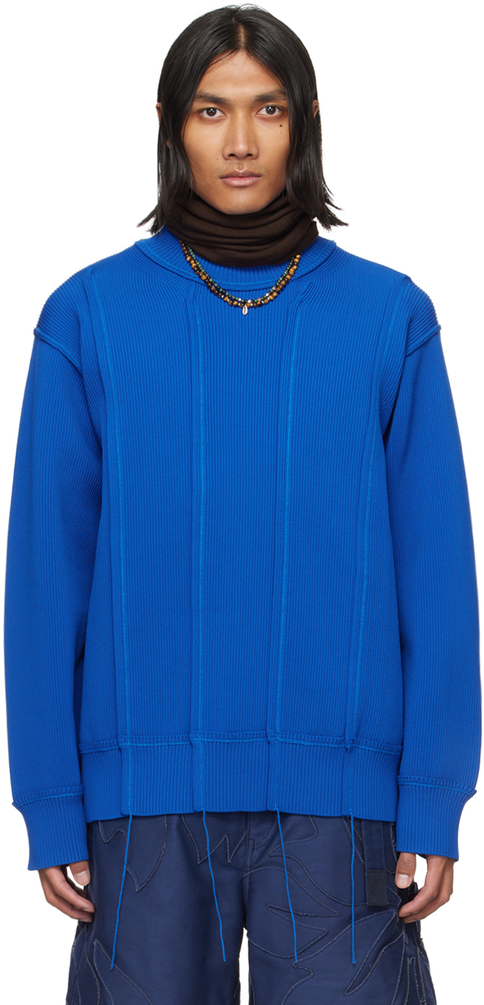 Blue Pinched Seam Sweater